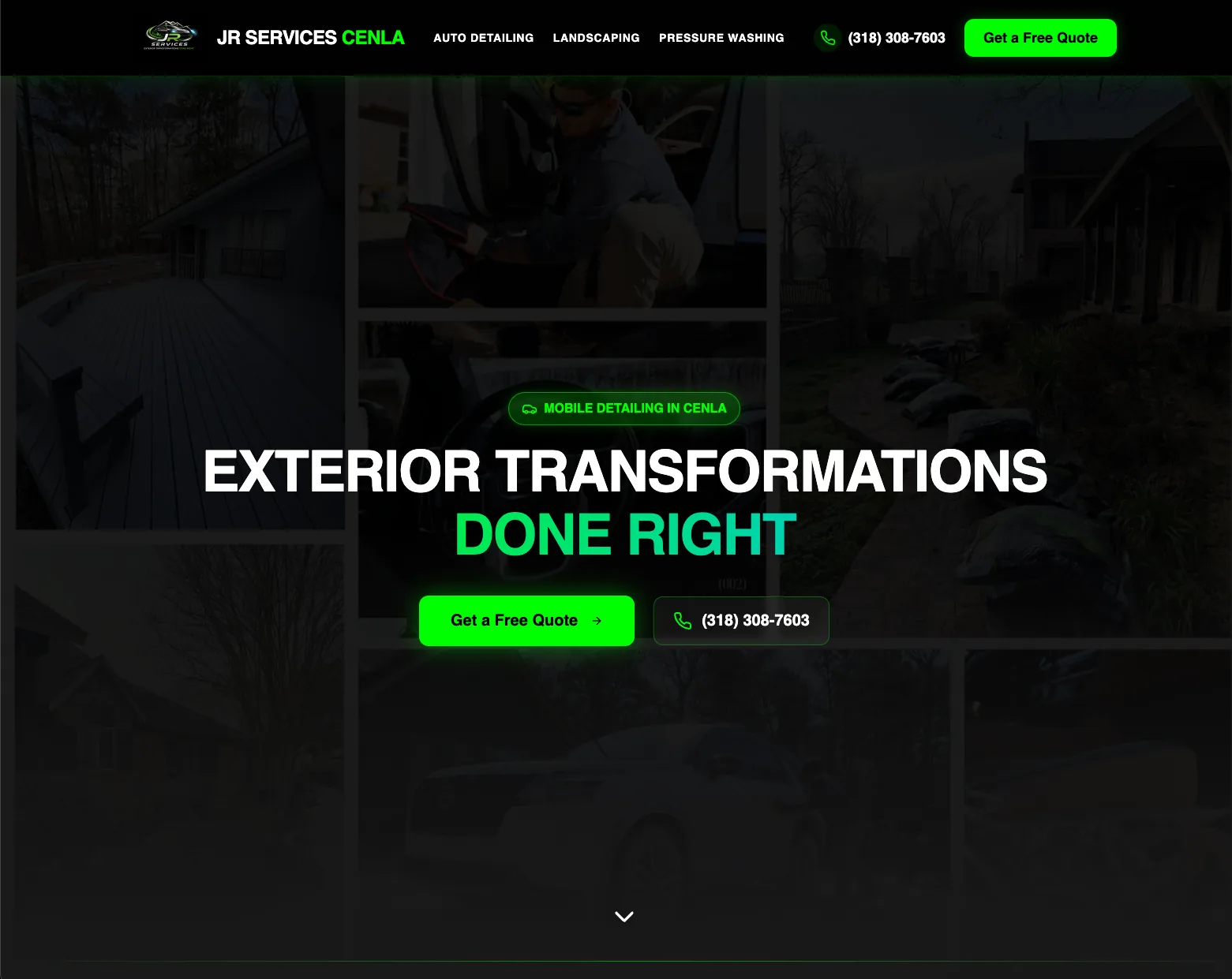 JR Services website hero — Exterior Transformations Done Right